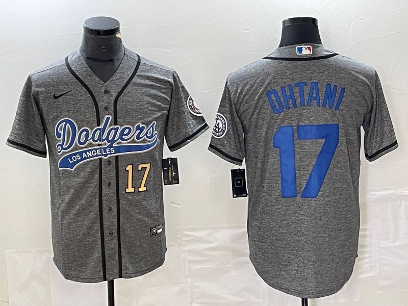 Men Los Angeles Dodgers #17 Ohtani Grey Nike Game MLB Jersey style 6